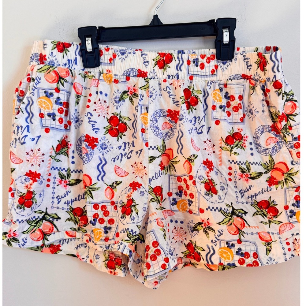 Vinyl Thread Italian Fruit Tile Print Shorts XL La Dolce Vita Mediterranean